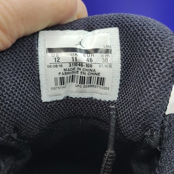 Jordan dub zero. Concord black and white men's size 12 - Picture 8 of 12